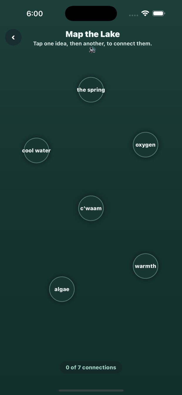 Map the Lake concept screen