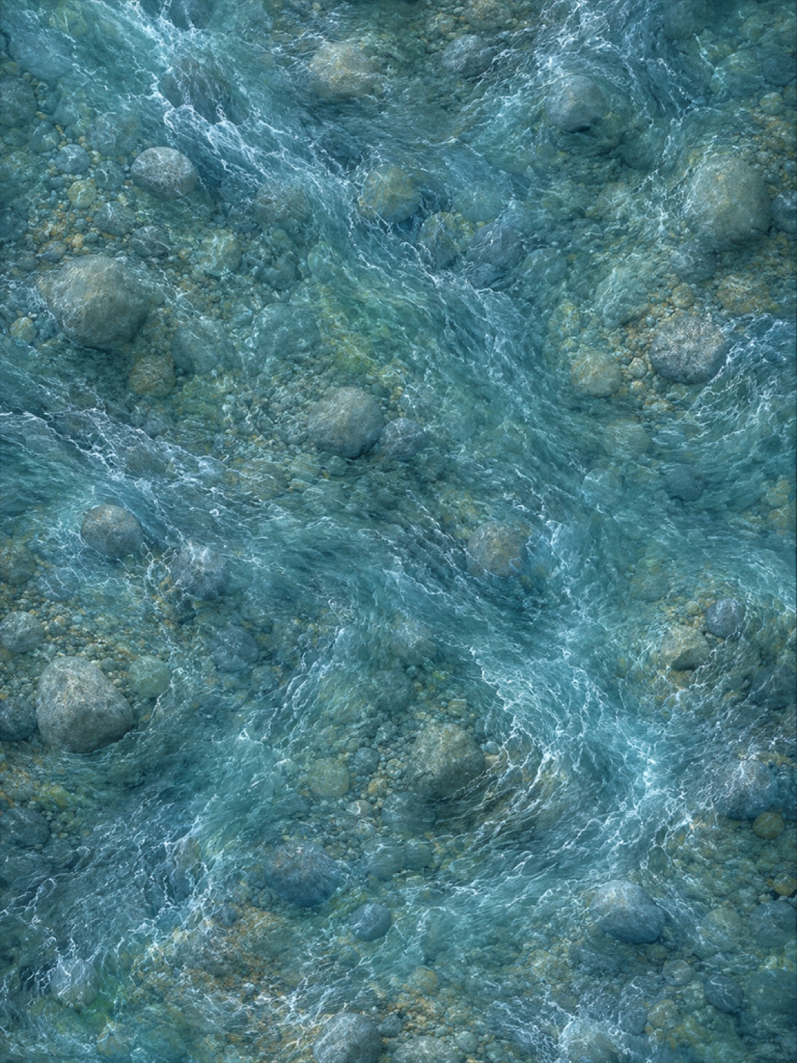 Clear water over cobble