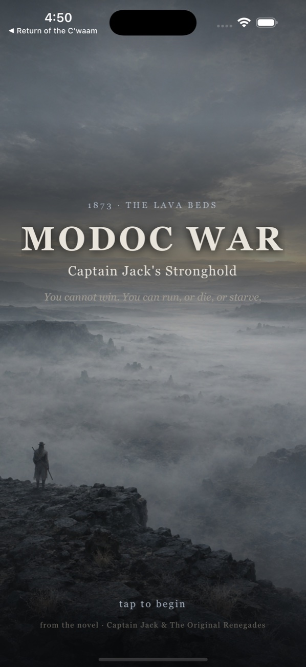 Title screen — Modoc War: Captain Jack's Stronghold